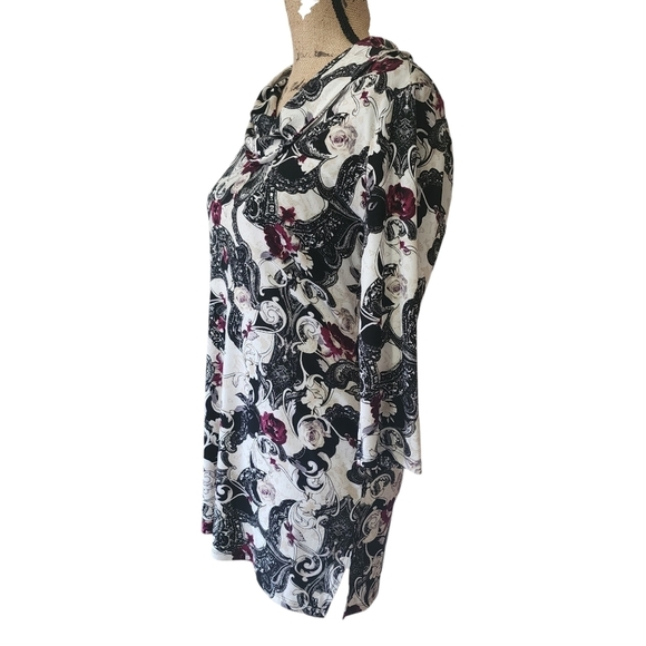 White House Black Market Floral Tunic Cowl Neck 3/4 Sleeve - Small - Picture 4 of 7